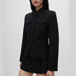 Mango Pocket Tweed Jacket Sz M